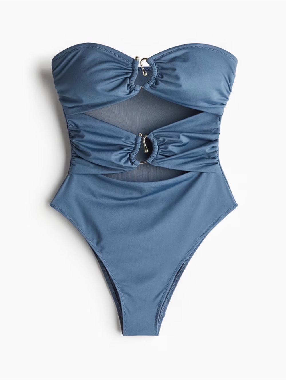 H&M PADDED-CUP BANDEAU DUSTY BLUE SWIMSUIT XL